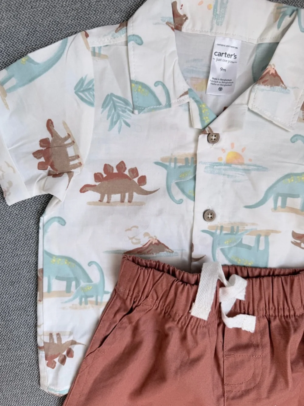 Carter's Dino Print Button-Up with Shorts